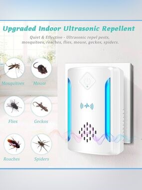 Upgraded Ultrasonic Repellent Plug-in Set - White
